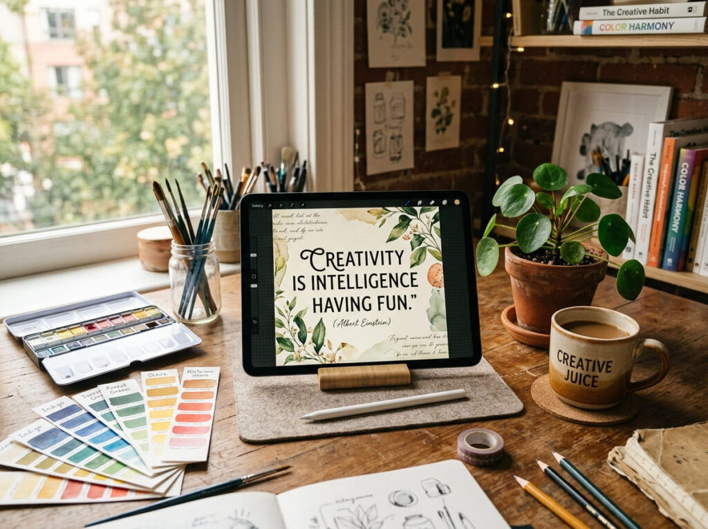 cozy creative workspace